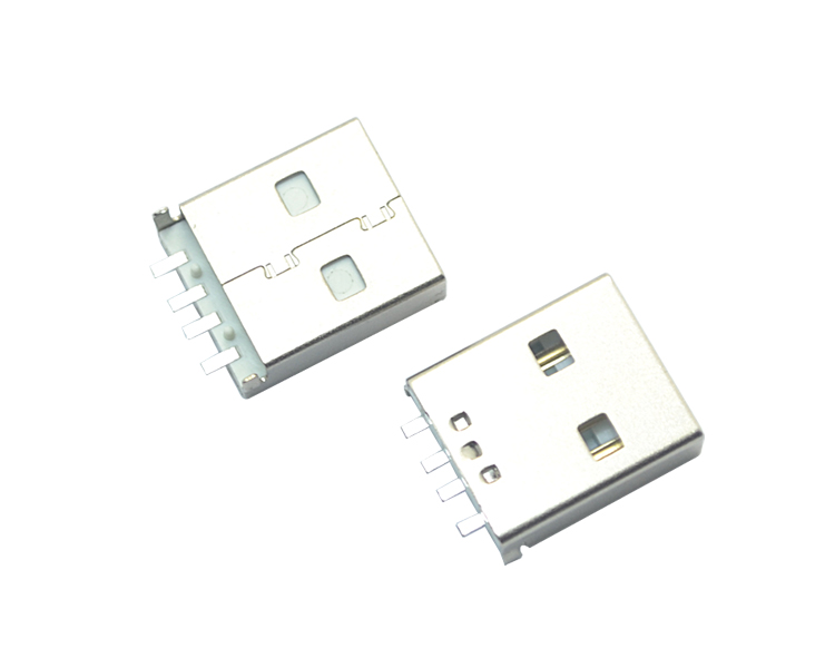 USB-AM-4P沉板SMT短體白鐵連接器